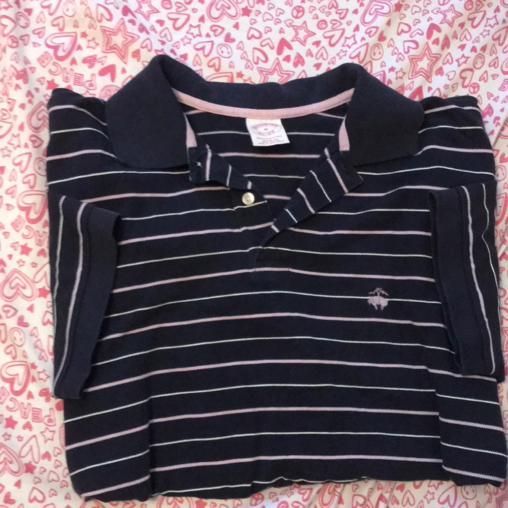 Brooks Brothers Short Sleeve Polo Shirt Blue/Tan M